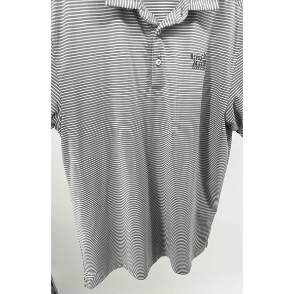 Under Armour Loose Heat Gear Mens White Gray Striped Short Sleeve Polo Shirt L - Picture 4 of 6
